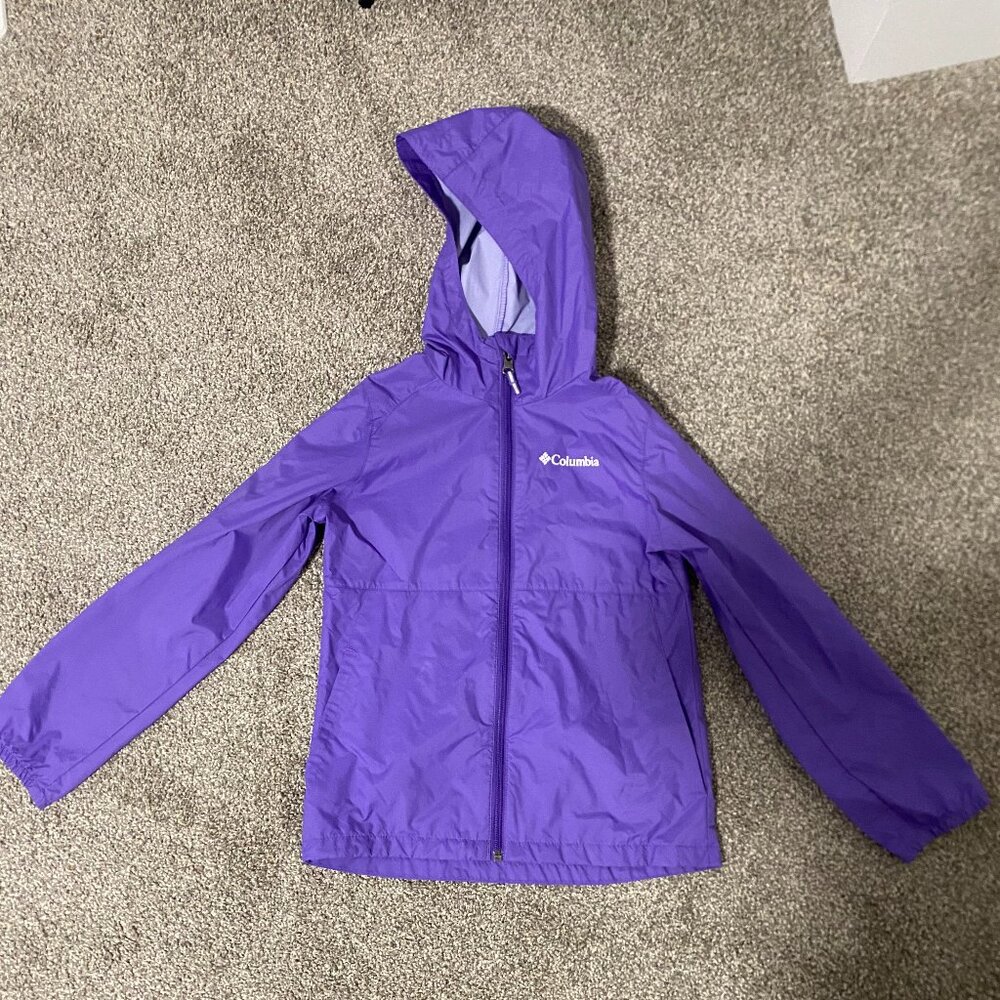 Colombia Kids 7/8 Purple Light Rain Windbreaker Jacket